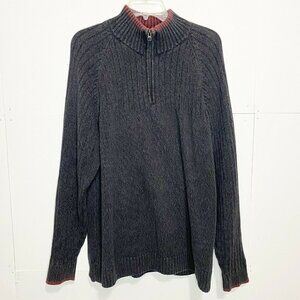 Columbia Sweater XL Gray Cable Knit Mock Neck 1/4 Zip Pullover